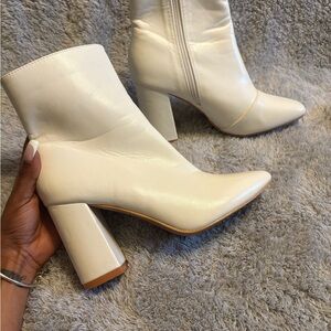 Fashion Nova Cream Ankle Booties